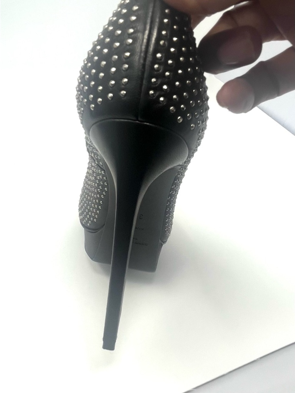 Saint Laurent YSL Janis Black Leather Studded Pumps EU 36.5 / US 6.5 w/Box - Picture 6 of 15